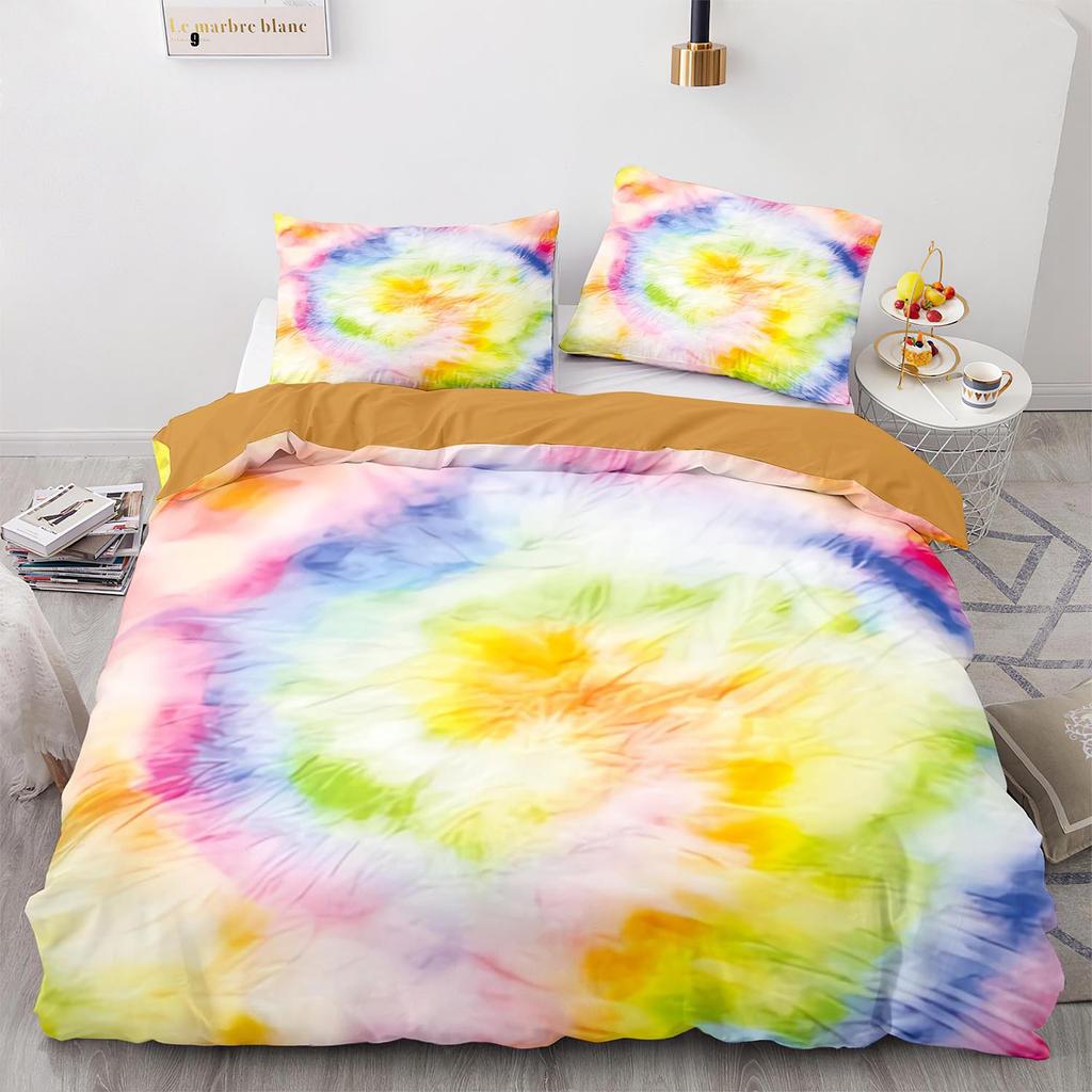 Digital Printing Three-Piece Rainbow Spiral Quilt Cover Size Quilt Cover 3D