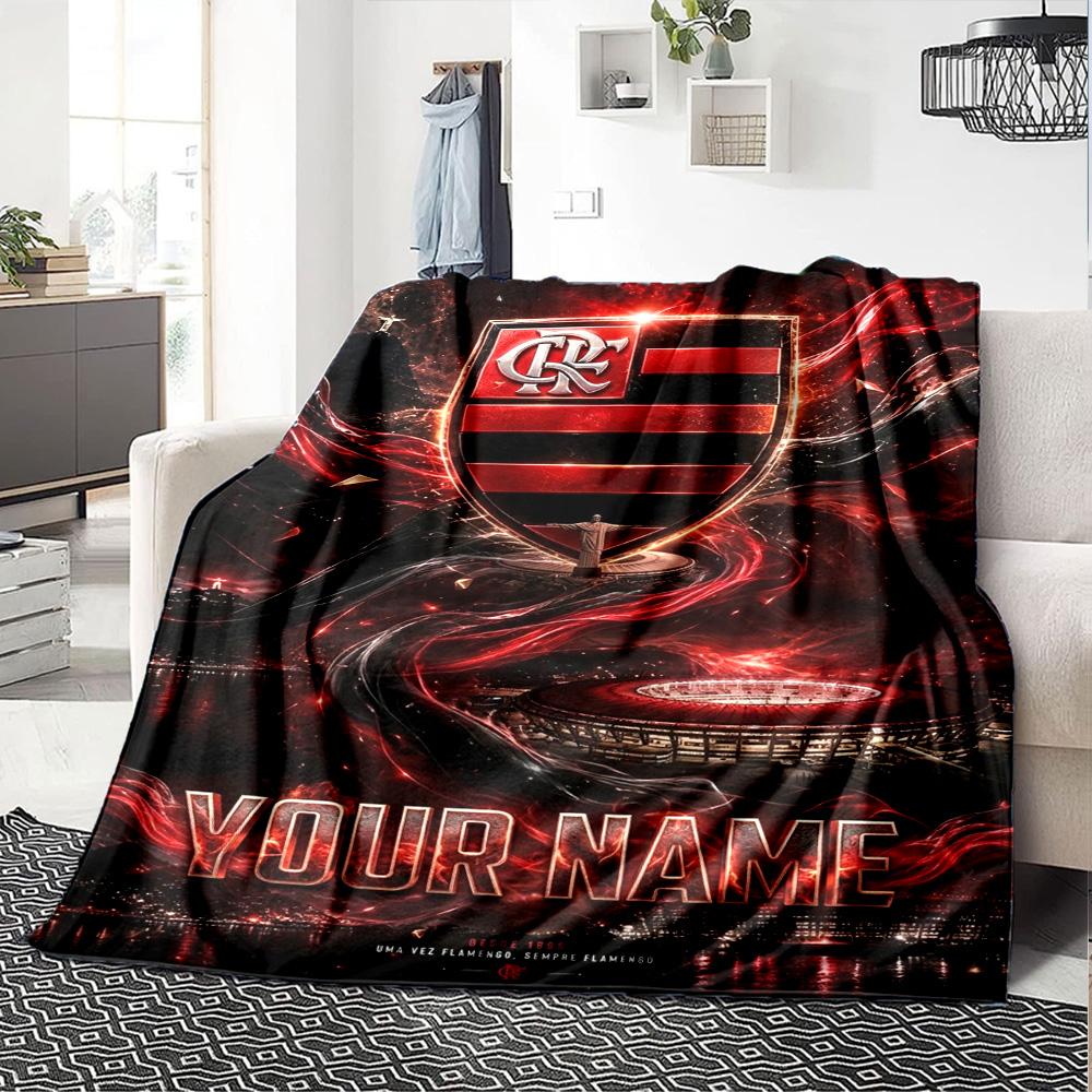 Name Custom CR Flamengo Print Flannel Blanket High Quality Warm Comfortable Cover for All Seasons Perfect for Gifts Home Decor