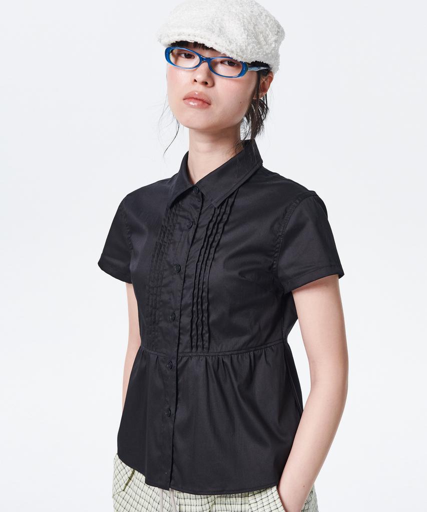 Leoninghai Pintuck Frill Shirt [Black]