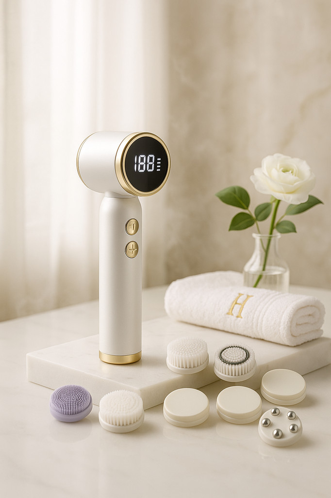 6-in-1 Elektrische Gesichtsreinigungsbürste – Tiefenreinigung der Poren, Peeling & Massage – 6 austauschbare Bürstenköpfe Wasserdichte & wiederaufladbare Reinigungsbürste