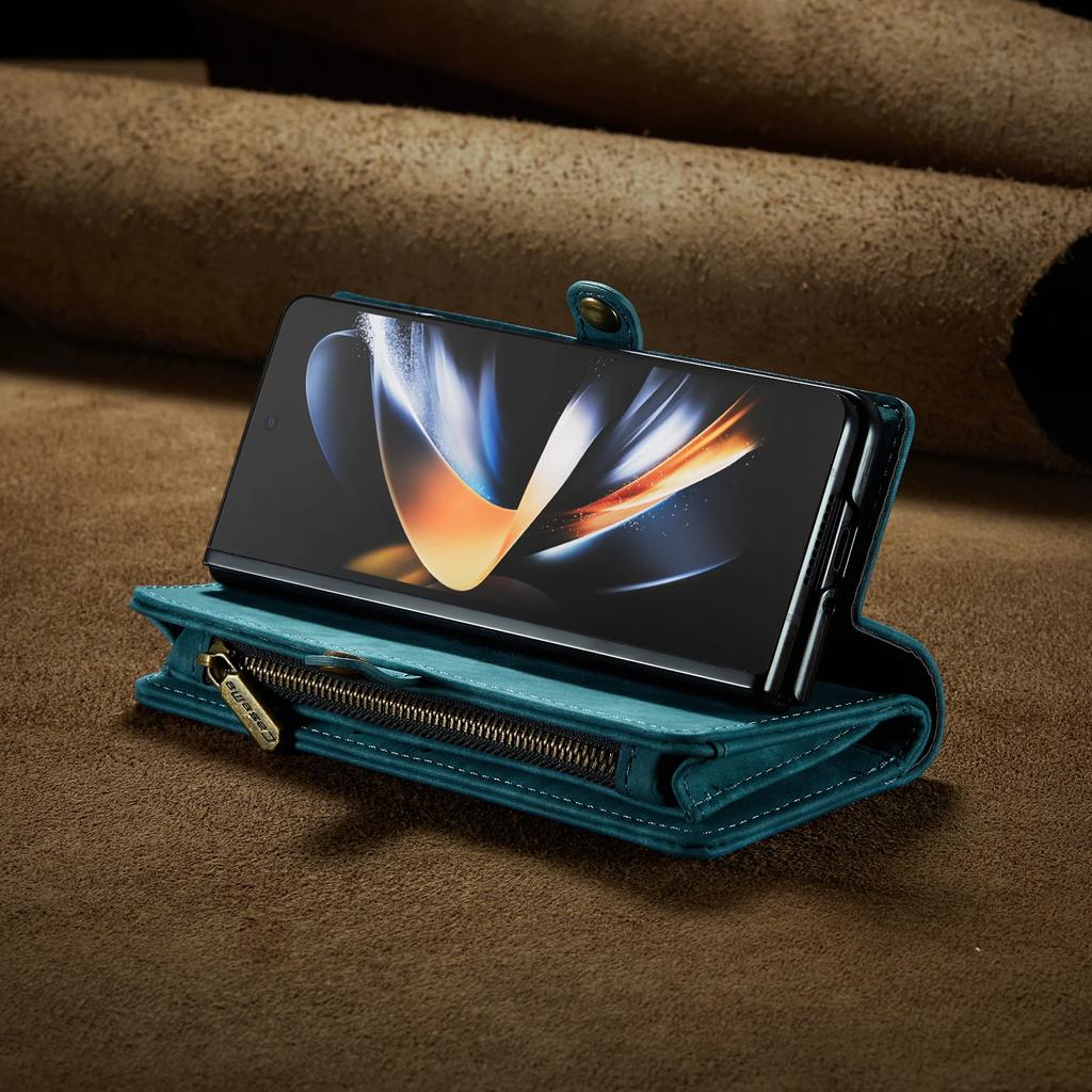 Business Zipper Multi Cards Solt Wallet Leather Case For Samsung Galaxy Z Fold 6 5 4 5G Full Protection Purse Pocket Book Cover