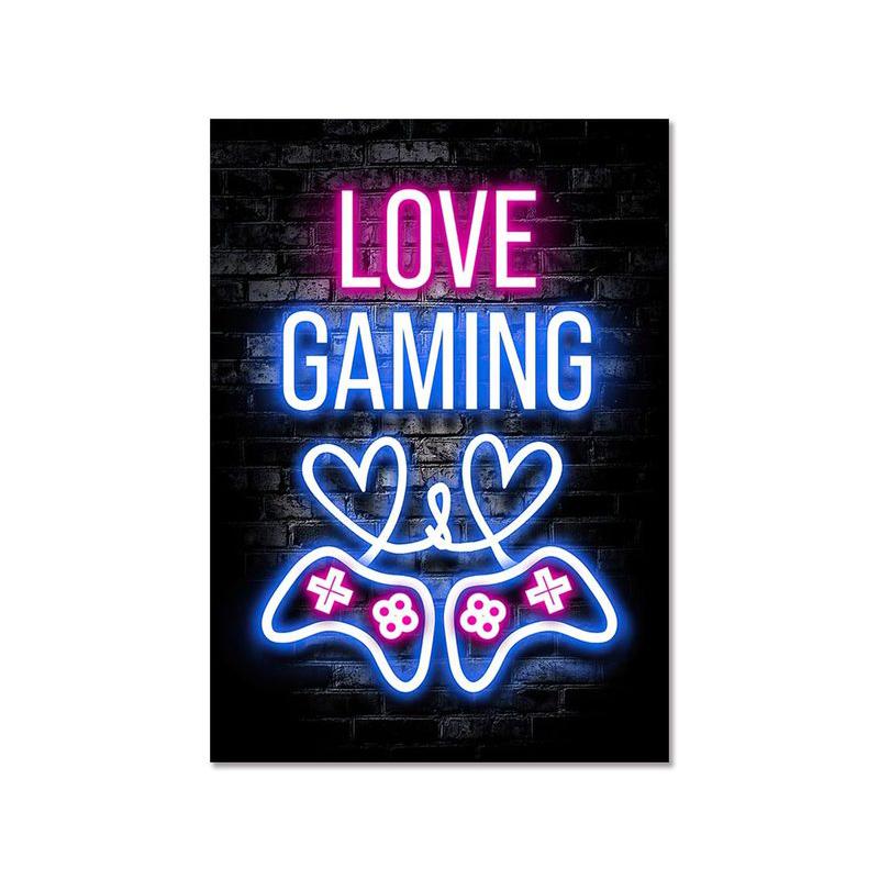 Mode Retro Spielzimmer Neon Poster und Drucke Moderne Leinwand Malerei Wand Kunst Bild für Gamer Junge Schlafzimmer Dekoration