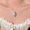 Fashion Vintage Zircon Flower Ear Stud Necklace Big Pearl
