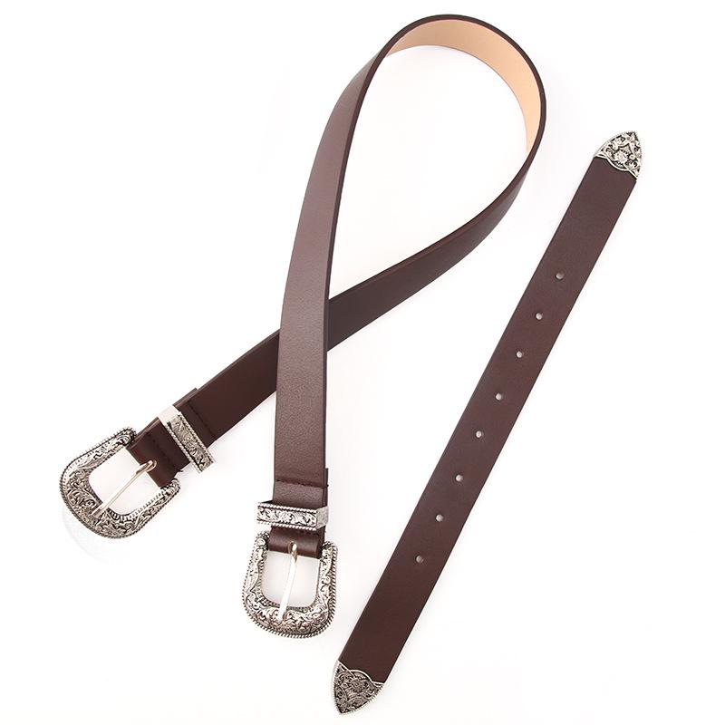 Explosive Women's Belt Personality Retro Style Double-ended Carved Buckle Fashion Versatile Clothing Decoration Belt