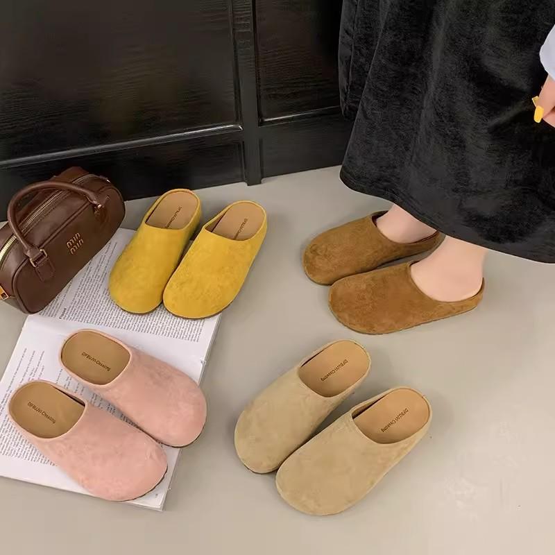 Retro Bag Head Slippers Women's Outer Wear Spring New Casual Versatile One-pedal Half Slippers