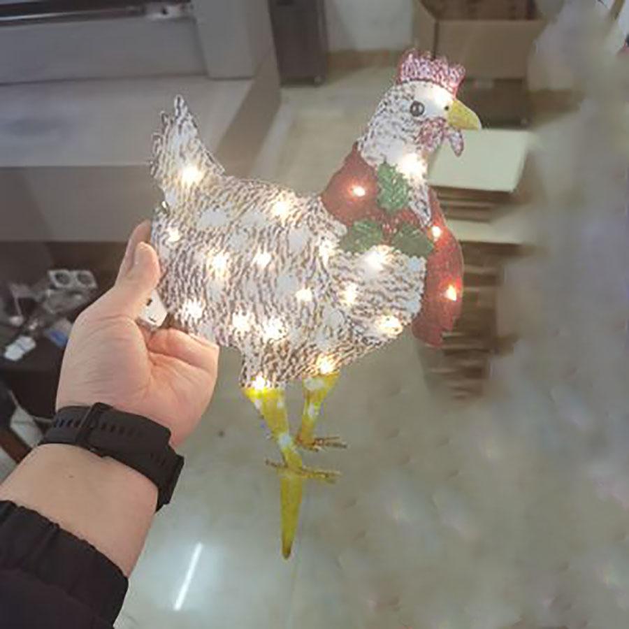 1PC Christmas Light Up Chicken Lantern Sculpture Lawn Acrylic Home Courtyard Decor