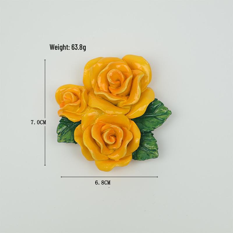 

3D Embossed Rose Resin Flower Fridge Magnet - Creative Decorative Sticker
