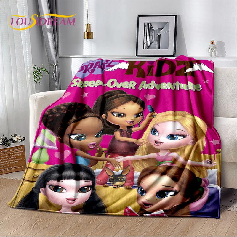 Cartoon Bratz Doll Girls 3D Printed Soft Blankets,Keep Warm Throw Blanket Comfortable Blanket for Picnic Beds Sofa Home Bedroom