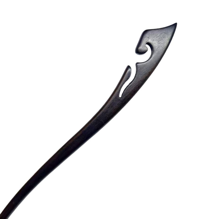 Black Sandalwood Openwork Hairpin – Wooden Chinese-Style Hair Accessory