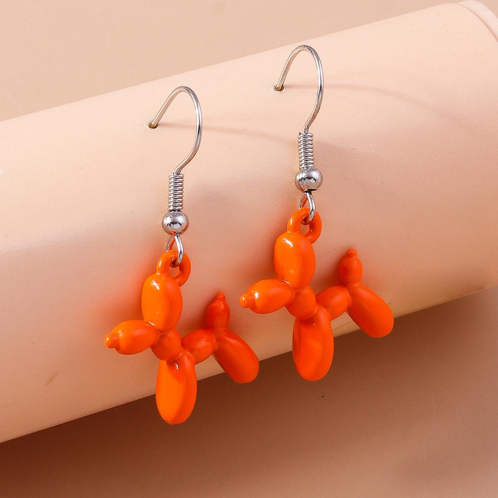 Cute Candy Color Balloon Dog Earrings for Women Girls Cartoon Animal Drop Earrings Jewelry Gifts