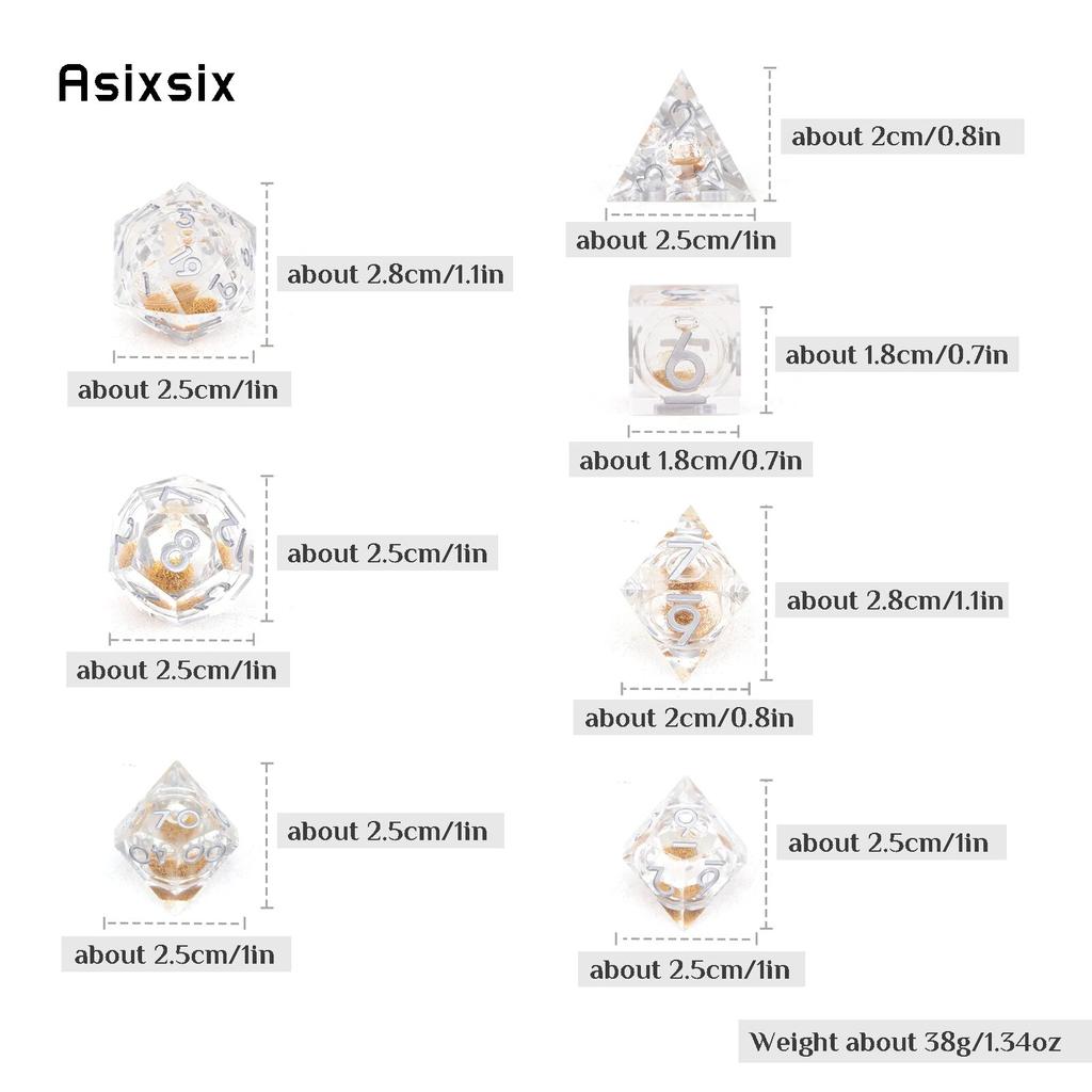 7 Pcs White Silver Number Sharp Edge Resin Dice Polyhedral Dice Suitable for Role-Playing RPG    Board Game