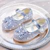 Korean Style Girls' Leather Rhinestone Princess Shoes - 2025 Spring/Autumn Soft Sole Fashion Flats