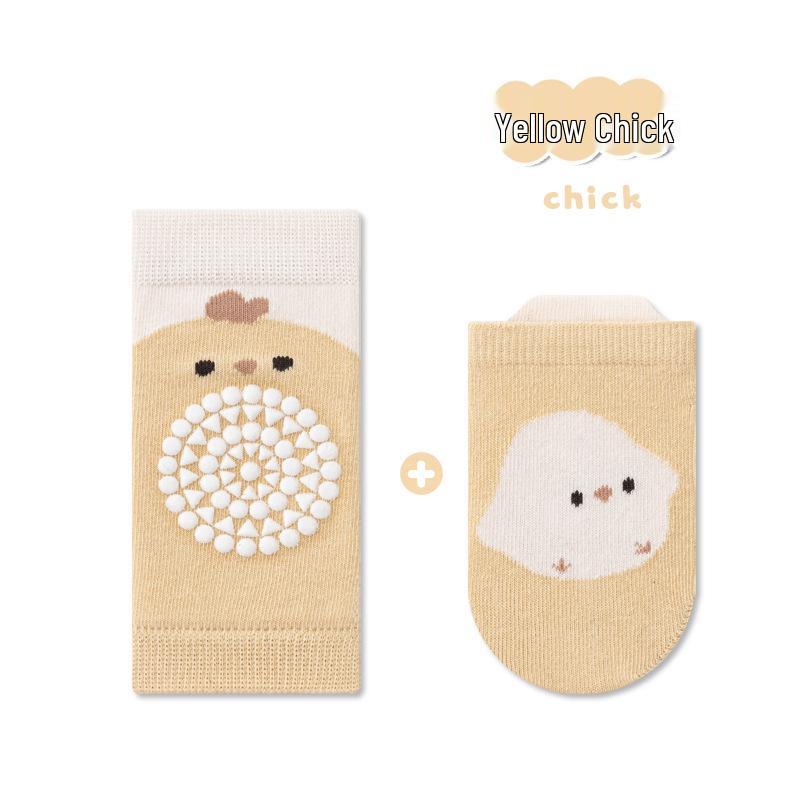 Raně podzimní dětská protiskluzová sada podkolenek na lezení, dětské chrániče kolen a ponožky s protiskluzovými body.