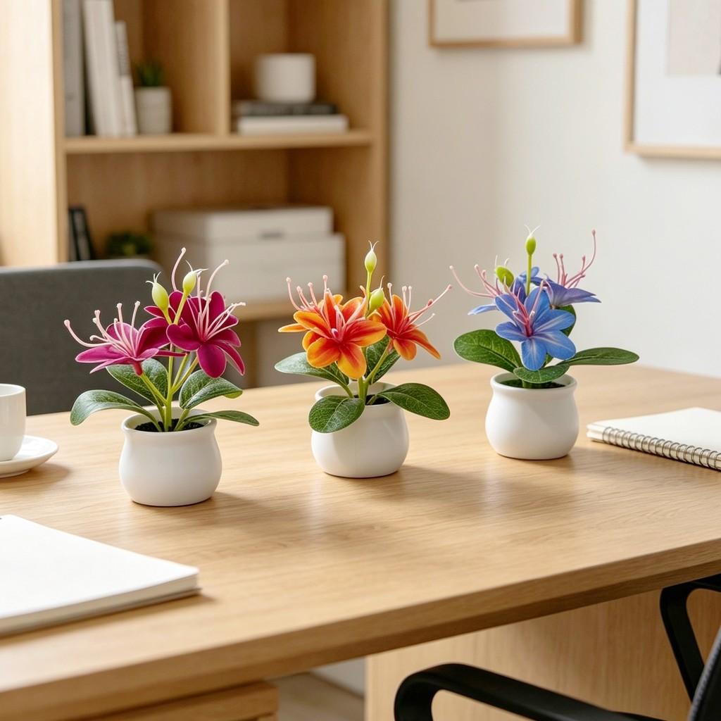 Mini Jasmine Faux Plant With Plastic And Soft Gel For Home Decor And Photography Props