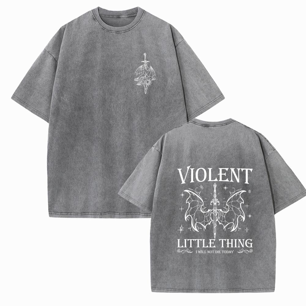 Lucru Mic Violent Vintage Unisex Harajuku Tricouri din Bumbac cu Mânecă Scurtă cu Gât Rotund Dragon Rider Cadou pentru Fani Fourth Wing