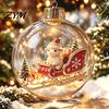 Indoor Outdoor Xmas Decor Glowing Christmas Story Ornament, Light?Up Mini Holiday Scene Hanging Ball with Warm Seasonal Home Accents LED Light,