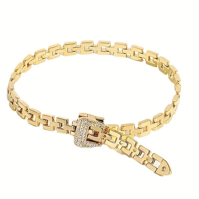 1pc Stylish Belt Buckle Bracelet with a Chain Design, Offering a Touch of Light Luxury a Easy Accessory For, Couples