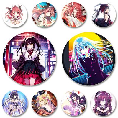 32/44/58mm Cosplay Anime Novel Badge Yatogami Tenka Yatogami Tohka Kotori Itsuka  Itsuka Shido Cute Cartoon Brooches for Backpack Jewelry