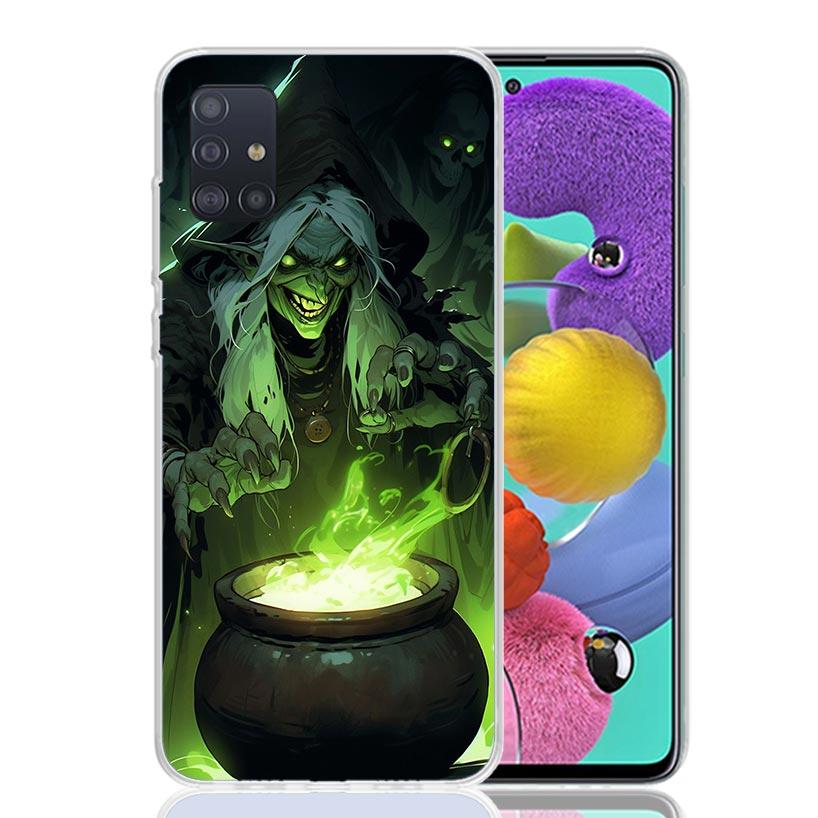Halloween Moon Witch Horror Phone Case For Samsung Galaxy A52 A32 A22 A12 A02S A50S A30S A51 A31 AA71 Note 20 Ultra 10 S10 Plus