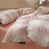 New 100% Cotton Simple Stripe Bedding Set – Includes Duvet Cover, Fitted Sheet, and Four-Piece Set for Dorms
