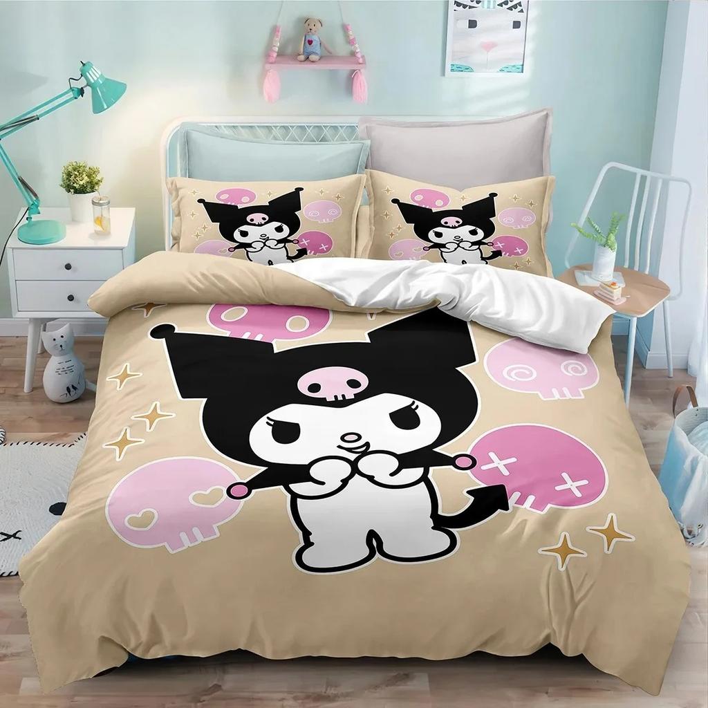 Kuromi Duvet Cover Cartoon Sanrio Full Cute Children's Bedroom 100% Polyester Adult Gift 2/3pcs Bedding Set