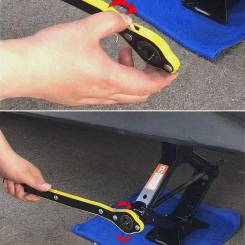 Car Jack Lifting Wrench Tire Jack Removal Wrench Cross Car Labor Saving Wrench Rocker Arm Universal Jack Wrench Repair Tool
