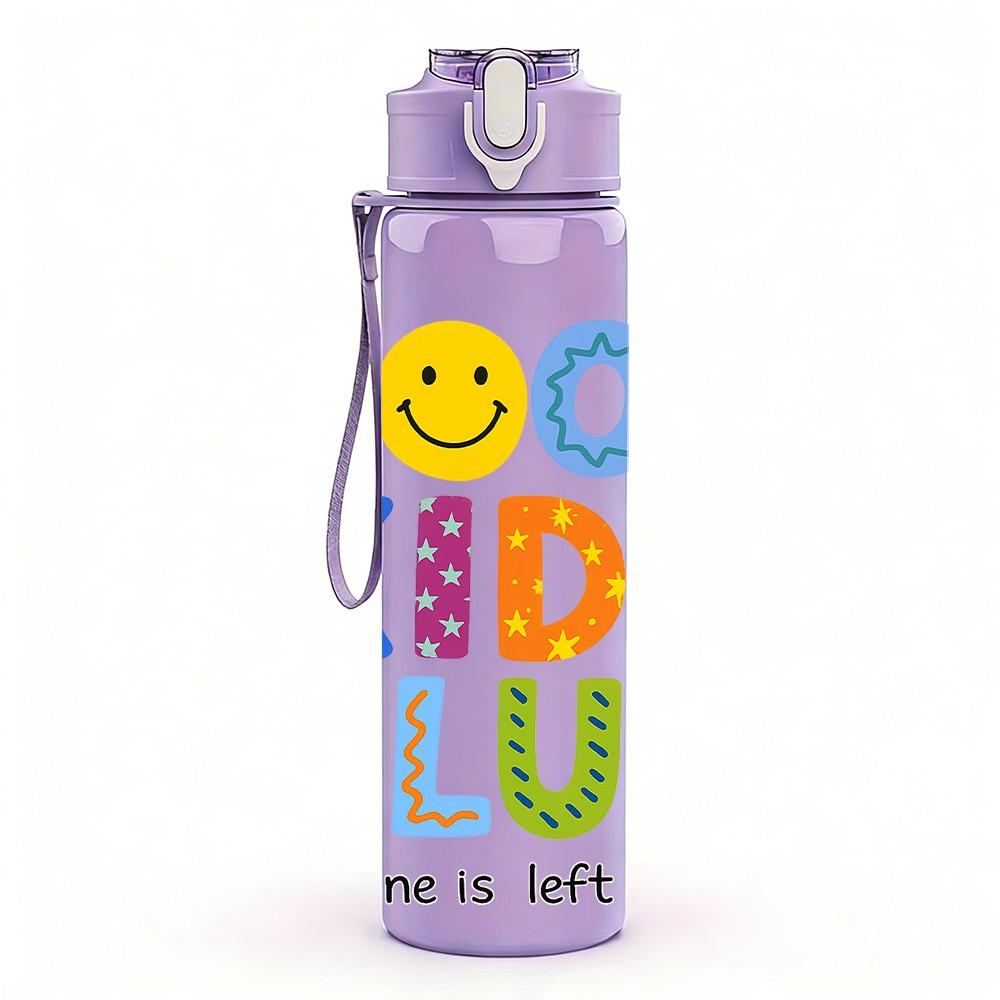 1PC Cool Kids Club Letter Print 750ml Color Plastic Sports Water Bottle Leakproof Flip Straw Lid Suitable for Sports Office Home Use