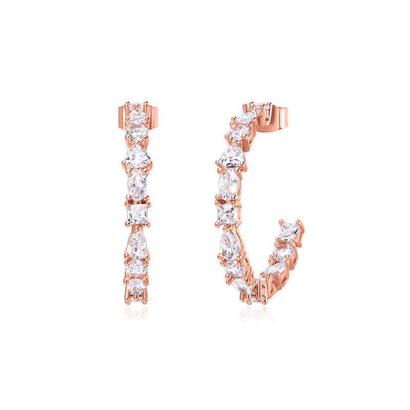 

14K Amante Crystal Half-Ring Earrings