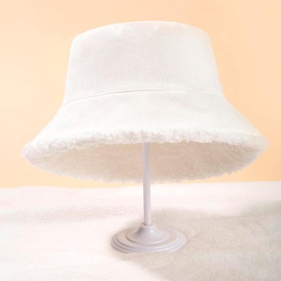 Winter Bucket Hat Cozy Faux Lambswool Double-sided Reversible Thickened Fleece Solid Color Keep Warm Fisherman Hat