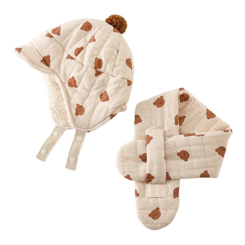 

2 Piece Cosy Ear Cover Hat And Neck Warmer Set For Infants Boys Girls Cold Weather Protections Neck Warmer Scarf