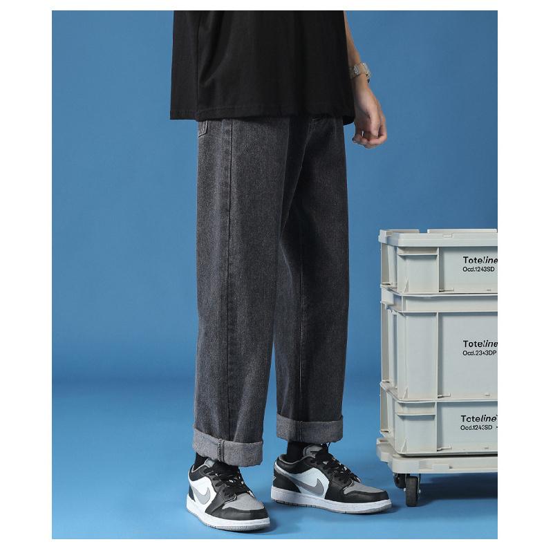 Men's jeans 2026 new style loose straight casual long pants wide-leg pants