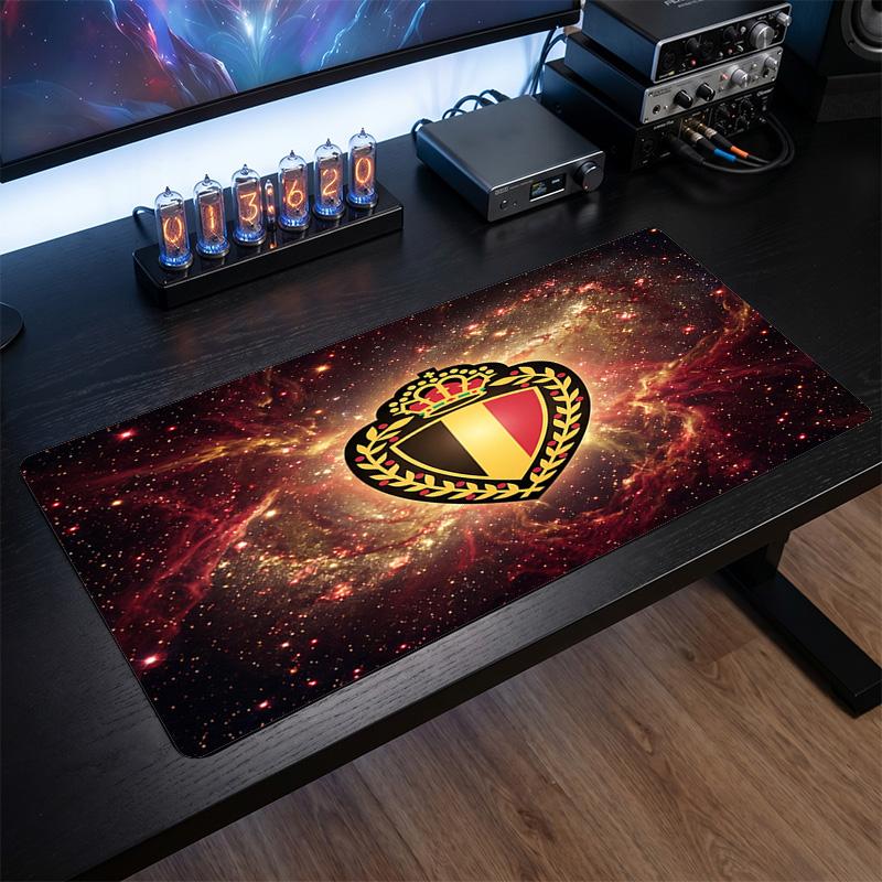 Belgium Football Crest Mouse Pad, Extended Non Slip Rubber Desk Mat for Gaming Office Laptop Fan Gift