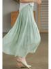 2025 Elegant Summer Gauze Midi Skirt - Romantic Luster, Solid Color, Slim Fit