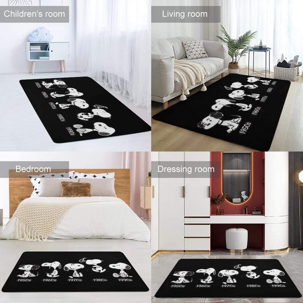 Snoopy Washable Dust Mite Odor Stylish Flannel Washable All Nordic 203 x 148 cm Rug, Rug, Non-Slip, Resistant, Antibacterial, Resistant, Fluffy, Rug,
