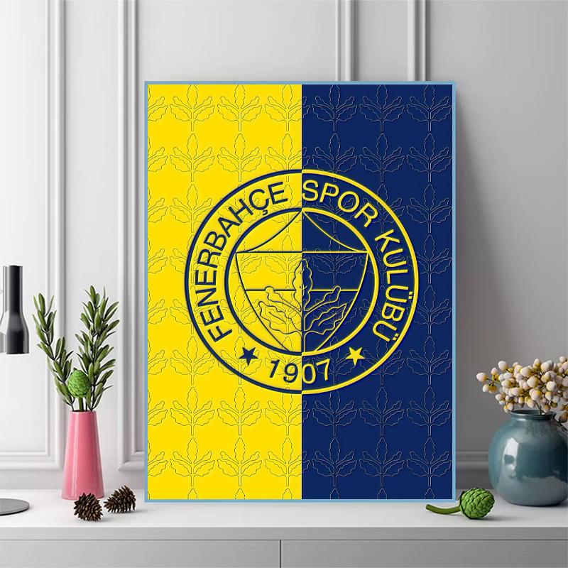 Fenerbahce SK Logo Pattern 3pcs 100% Round Full Drill 5D DIY Diamond Painting Embroidery Cross Stitch Rhinestone Décor