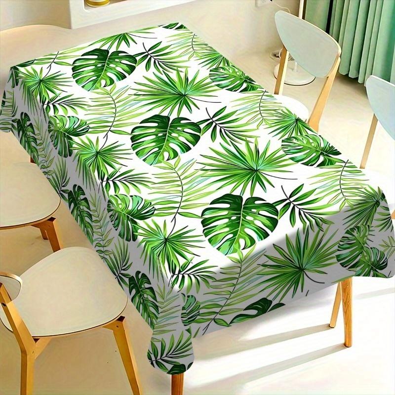 Tropical Palm Leaves Rectangle Tablecloth for Table Decor Summer Green Leaf Print Kitchen Dining Table Cloth Holiday Party Decor