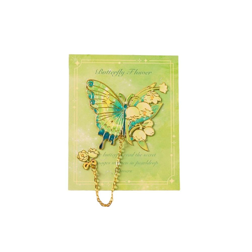 Tassel Chain Metal Butterfly Bookmark Hollow Flower Flower Painting Bookmark  For Book Lovers