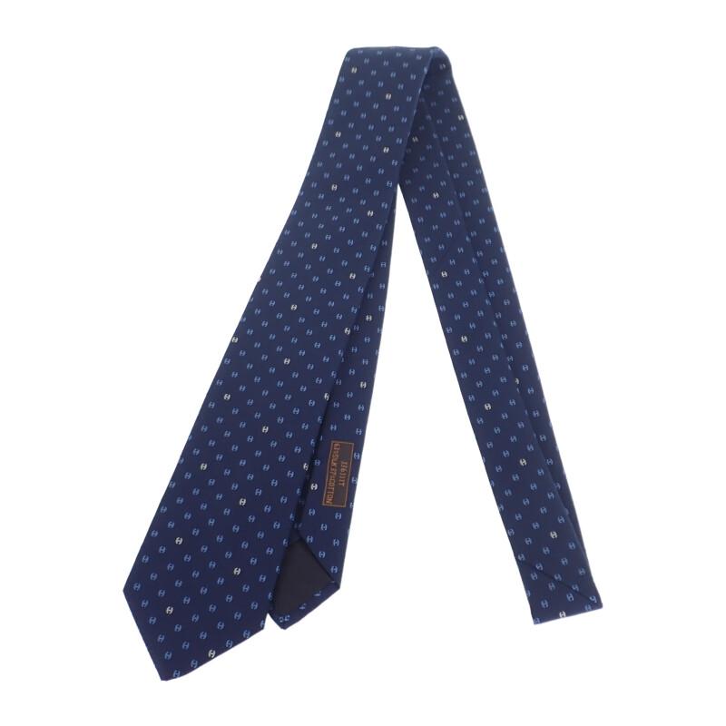 HERMES  336111T_01  Tie Marine/Ciel Silk/cotton Mens