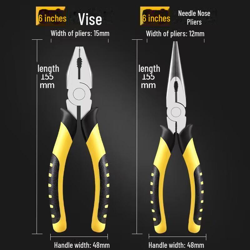 Yushuo Multi-Function Pliers Set: Needle-Nosed, Wire Cutters & Diagonal Pliers for Household & Industrial Use