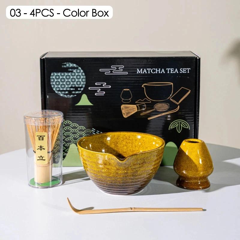 Japanese Matcha Blender Ceremony 4/5/6pcs Set Ceramic Chawan Bowl Bamboo Whisk and Tea Scoop Matcha Tools Kit for Tea Lovers