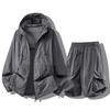 Summer Men Women Sunscreen Twinset Clothing Quick Dry Hooded Top And Shorts Set Hooded Men Women Sun Protection Clothing Suit