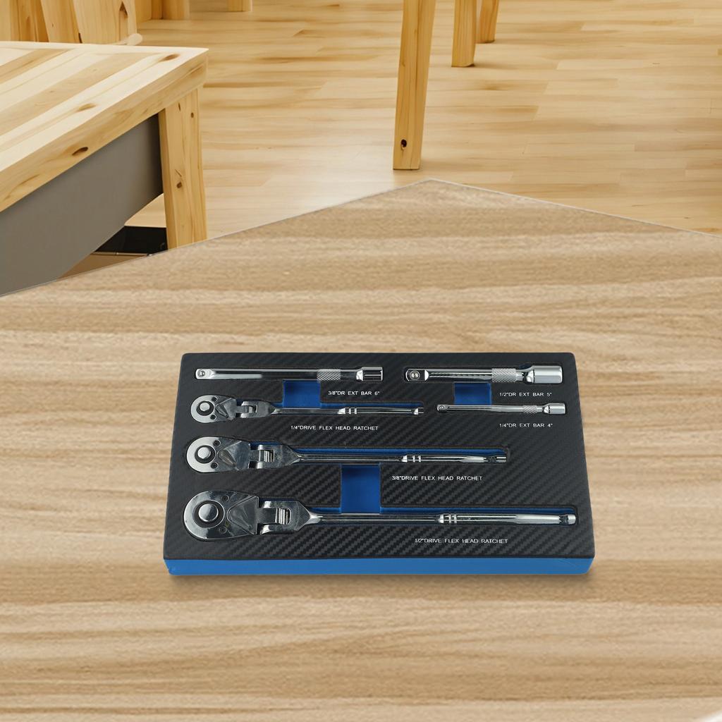 6PC 72 Tooth Ratchet Wrench Set for Flex Head Includes 1/4 3/8 1/2 Inch Drives Designed for Accessing Tight Spaces Easily