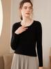 Women's Slim Fit U-Neck Cashmere Knit Base Layer Sweater: Long Sleeve, Fashionable, Comfortable, and Skin-Friendly