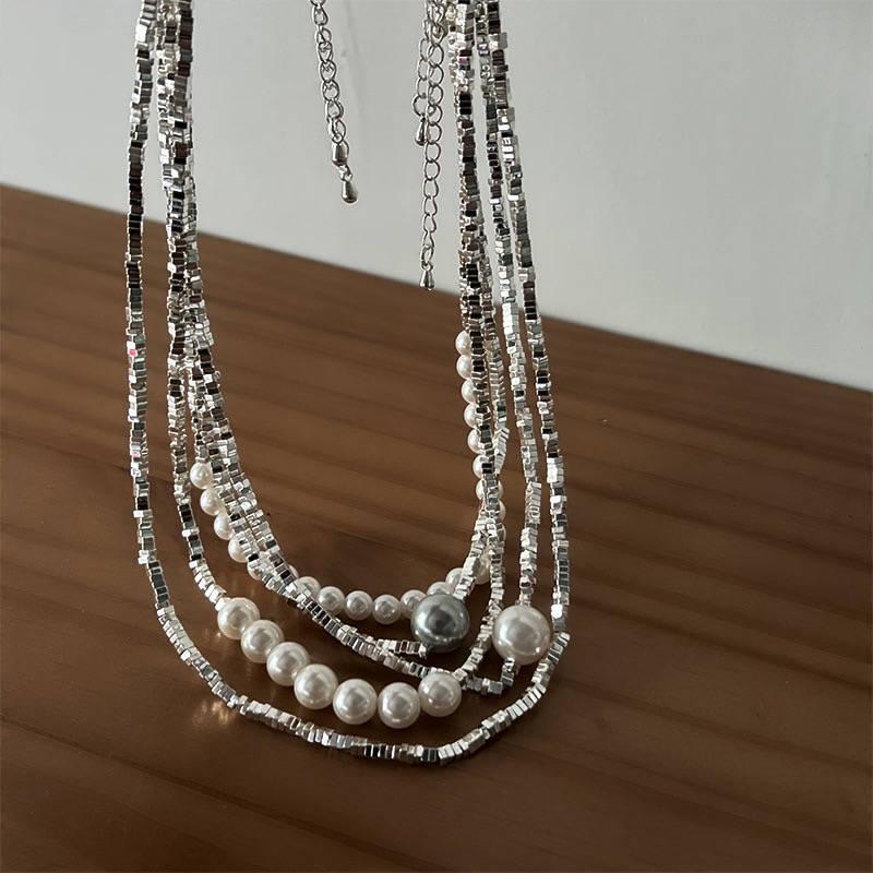 Collier ras du cou haut de gamme Galaxy argent perle pour femmes: Design unique Printemps/Été