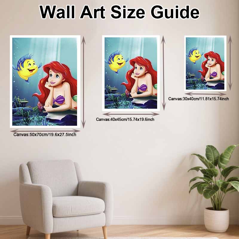 Disney 5d diamond painting full of diamonds diy diamond embroidery decorative painting ornaments living room Ariel Mermaid