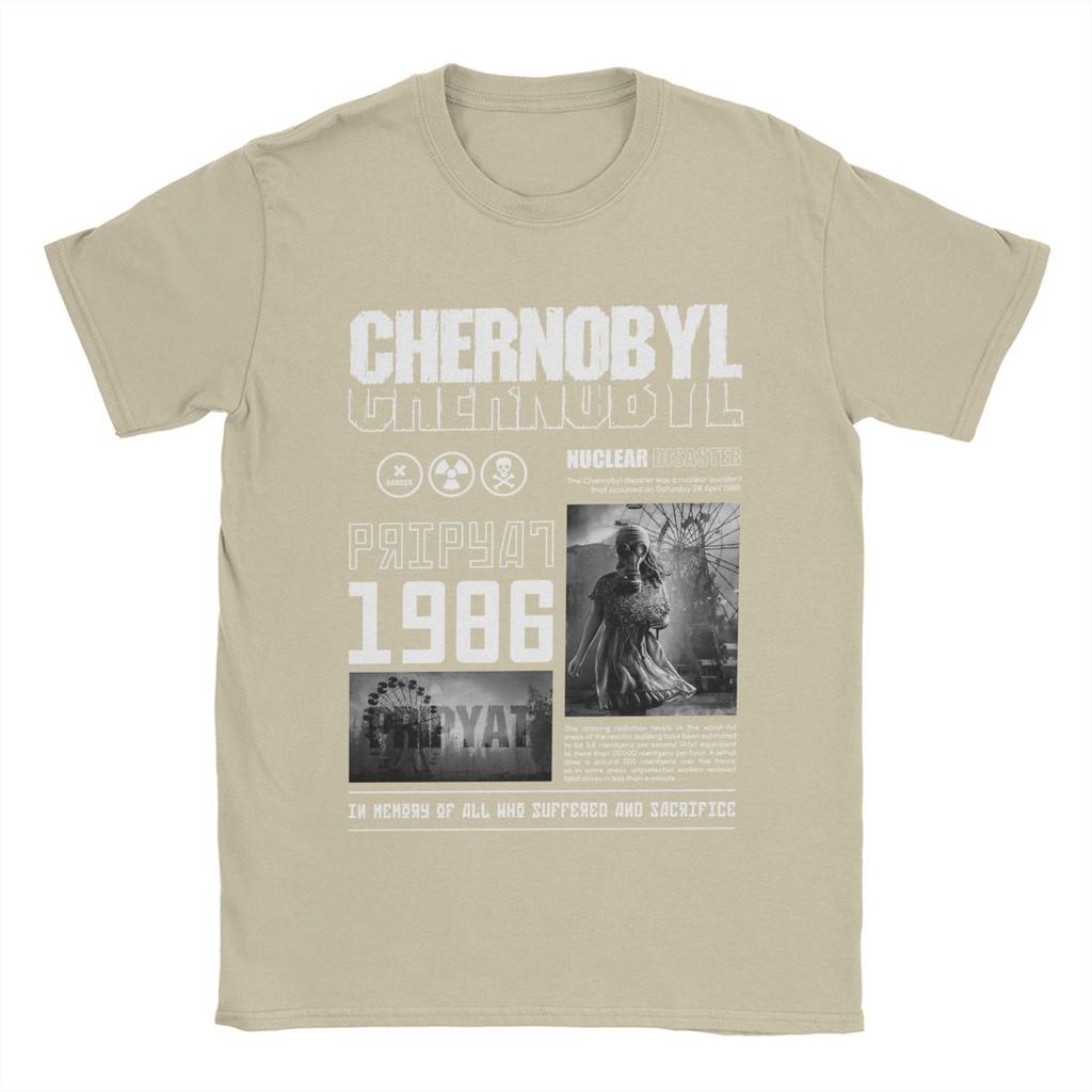T-Shirt Tschernobyl Herren Baumwolle Lustiges T-Shirt O-Ausschnitt T-Shirts Kurzarm Kleidung Übergröße
