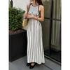 Western Style New Fashion Knitted Stripes Long dress Sleeveless Dress Knitted Striped Dress