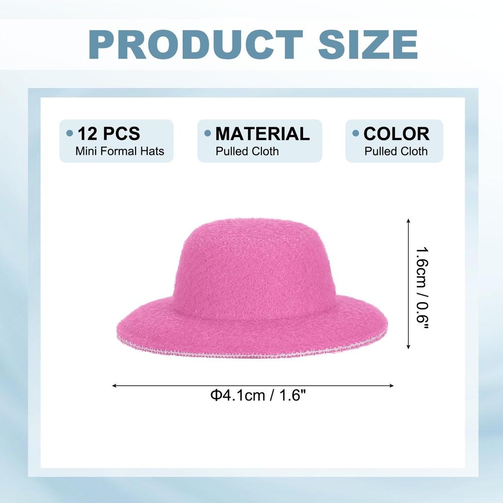 PATIKIL 2.3-inch Mini Formal Hats, Set of 12, Miniature Doll Hats for Crafts, Hair Accessories, Dolls, Snowmen, and Decorations, Black