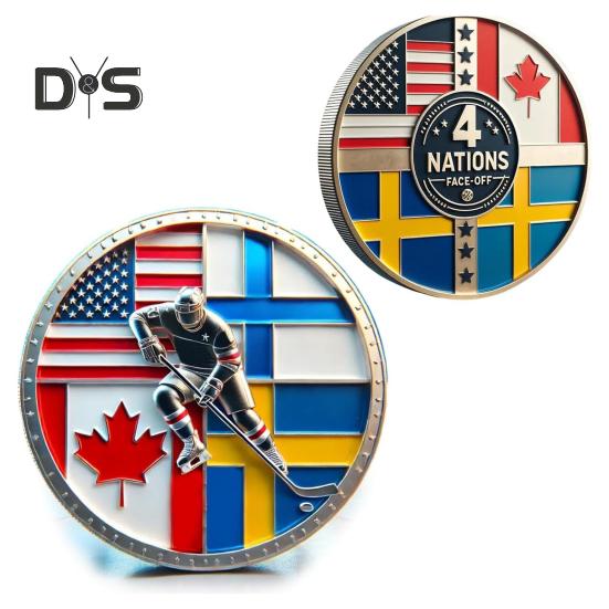 Gedenkmünze der Hockey Four Nations, Symbol des Hockey-Ruhms, Sammlerstück, Challenge-Münze, Taschenmünze, Geschenk für Hockey-Fans