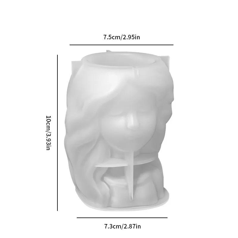 Girl Head Shaped Flower Pot Silicone Mold Concrete Vase DIY Handmade Plaster Epoxy Resin Pen Holder Molds Home Decor Supplies